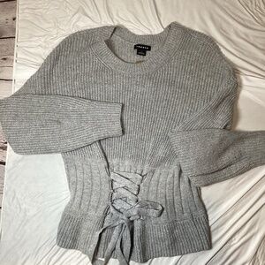 1382. Trouve Gray Cinched Waisted Sweater NWOT Size L